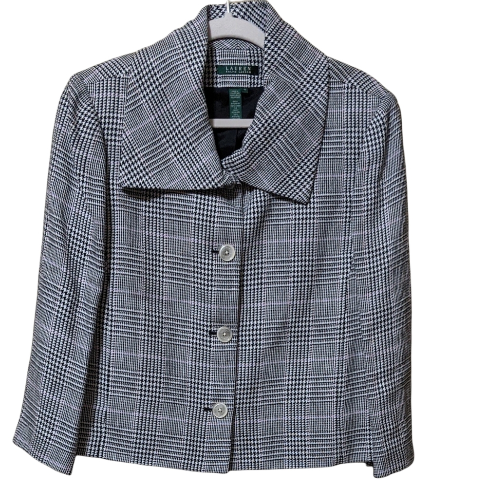 Ralph Lauren LRL linen plaid blazer jacket career boxy oversized collar … - Picture 9 of 12